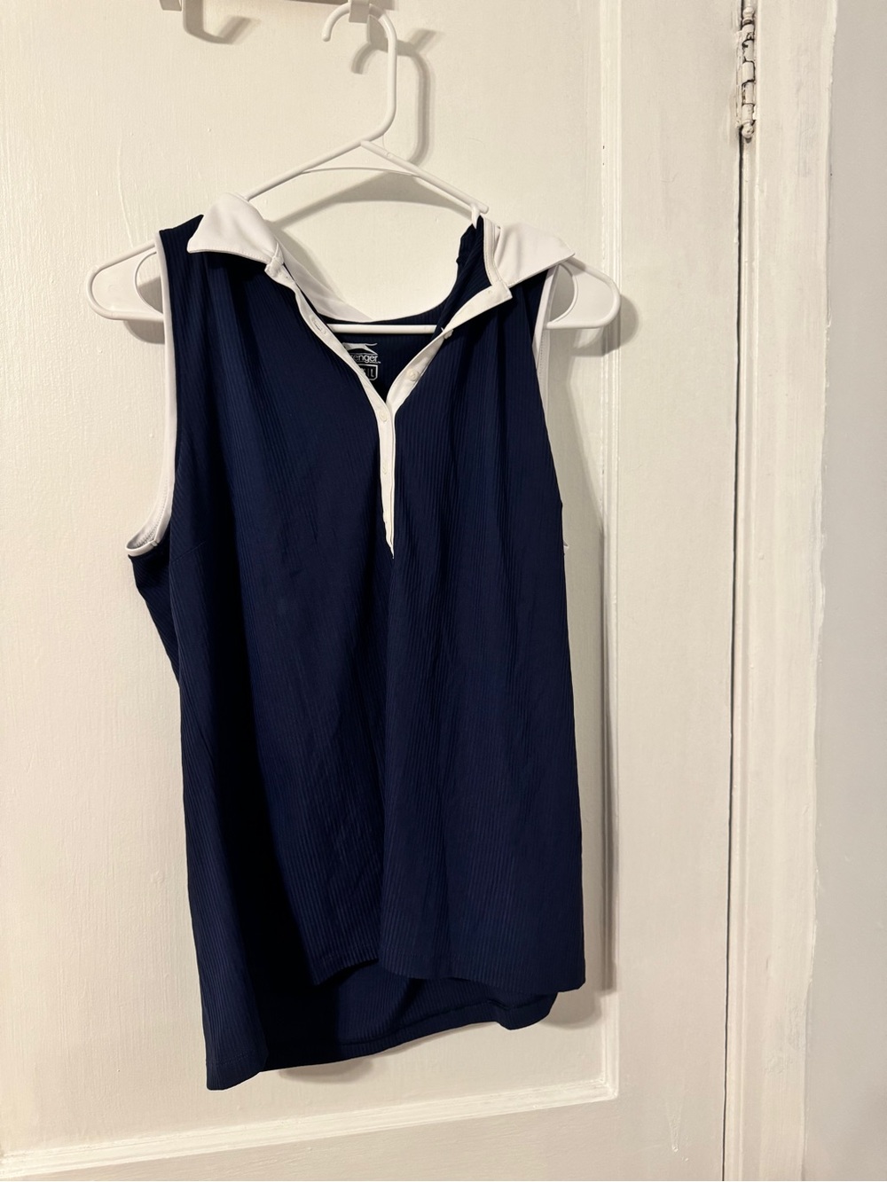 Slazenger Navy Sleeveless Collared Golf Tank with White Trim